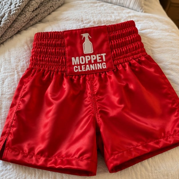 Customer photo of custom satin boxing shorts